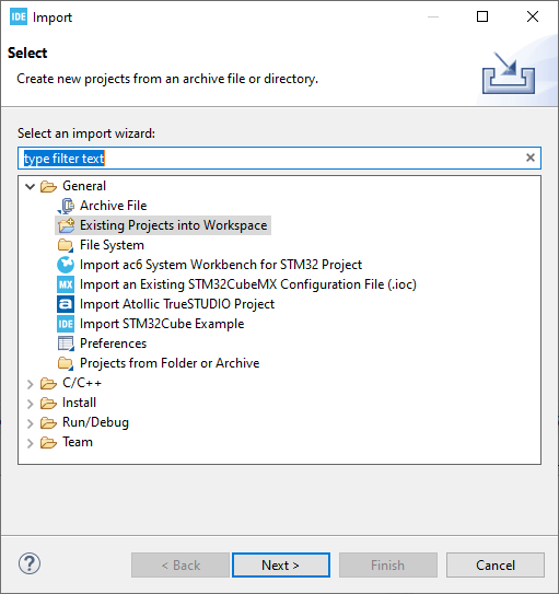 STM32CubeIDE_Import_Select_Directory